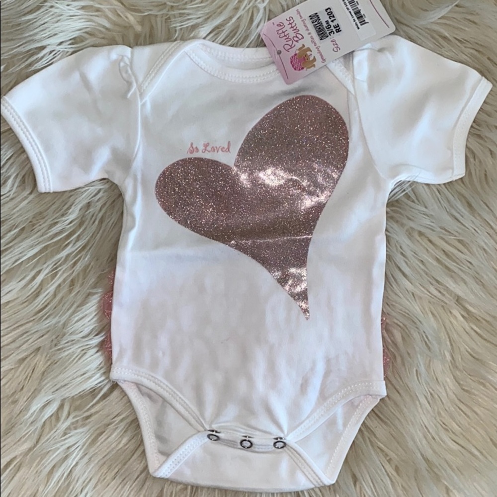 So Loved Pink Glitter Heart Bodysuit